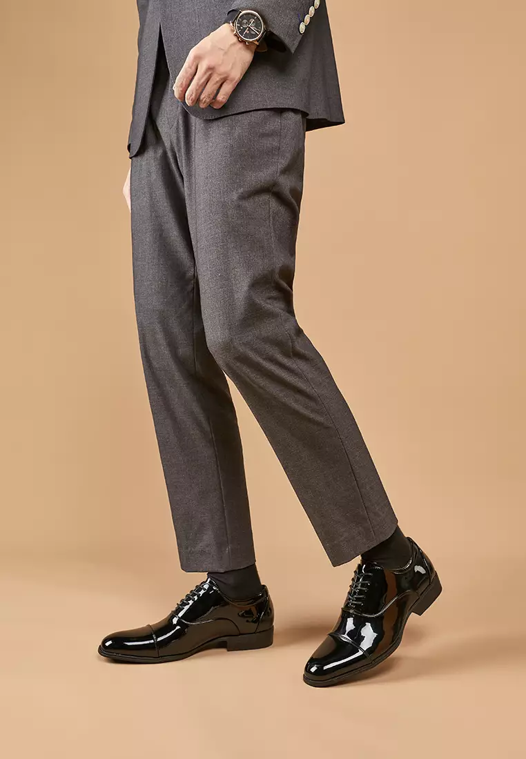 Glossy Faux Leather Cap Toe Business Shoes KB24998-122