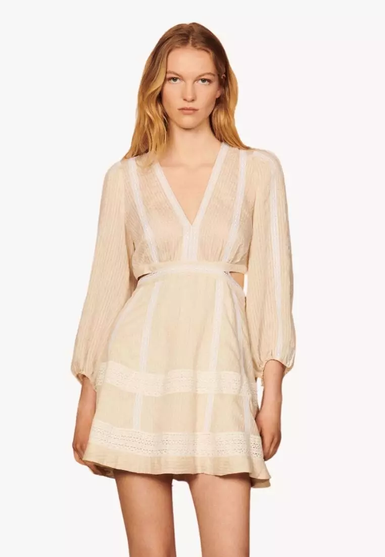Short Cut Out Dress With Decorative Trim