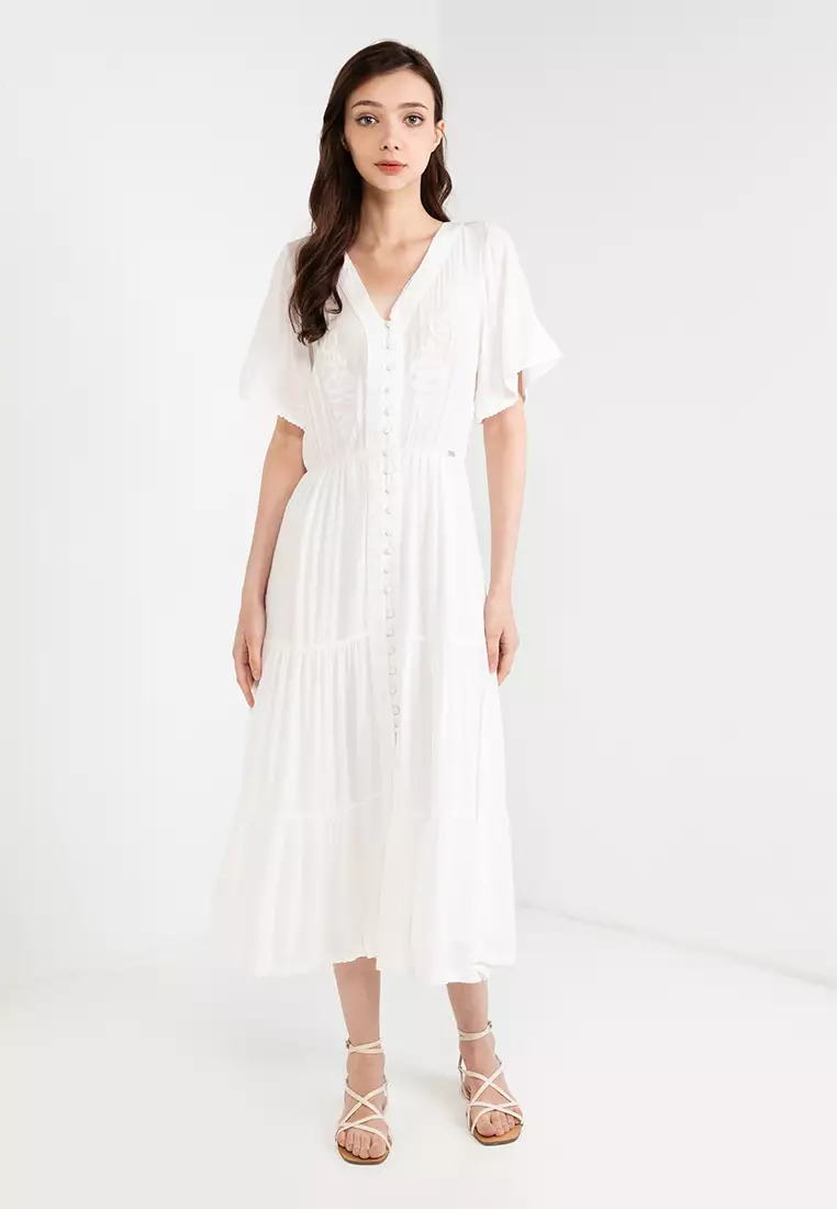 Buy Superdry Embroidery Tiered Midi Dress 2024 Online | ZALORA Singapore