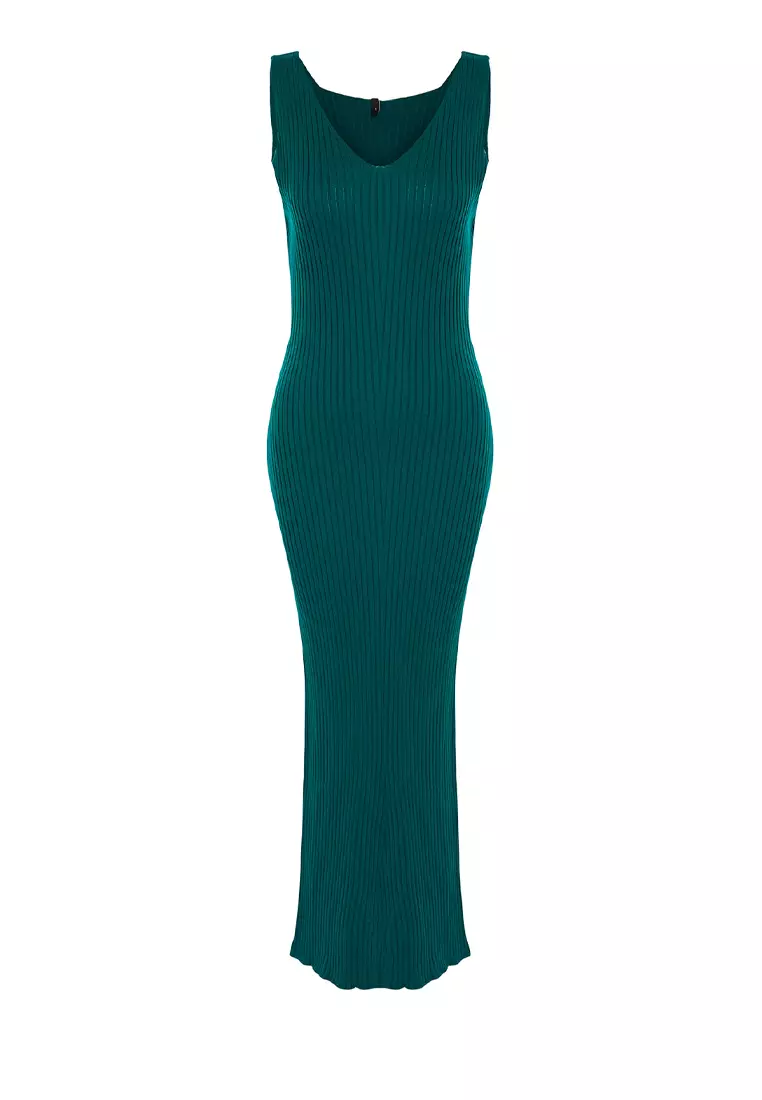 Green Midi Knitted Sweater-Dress Set TWOAW25EL00060