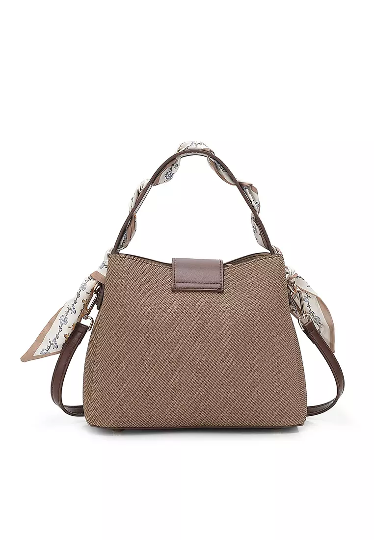 Women's Top Handle Bag / Sling Bag / Crossbody Bag / Shoulder Bag (Tas Tangan Wanita / Tas Selempang Wanita / Tas Bahu Wanita) - Cokelat