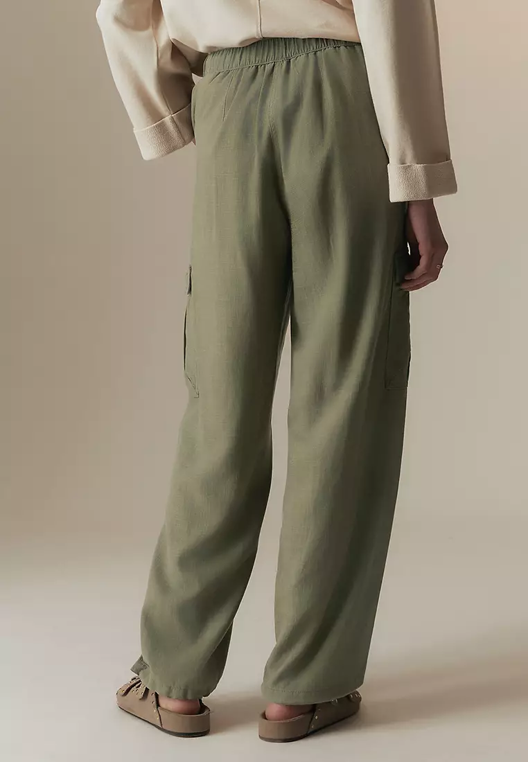 Linen Blend Cargo Trousers