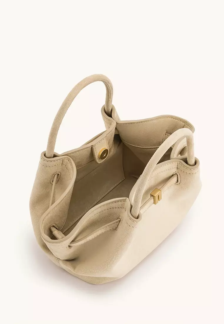 Hana Mini Faux Suede Tote Bag - Off White