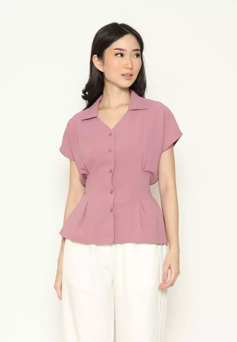Urban Exchange Diandra Blouse Pink - Atasan Blouse Lengan Pendek