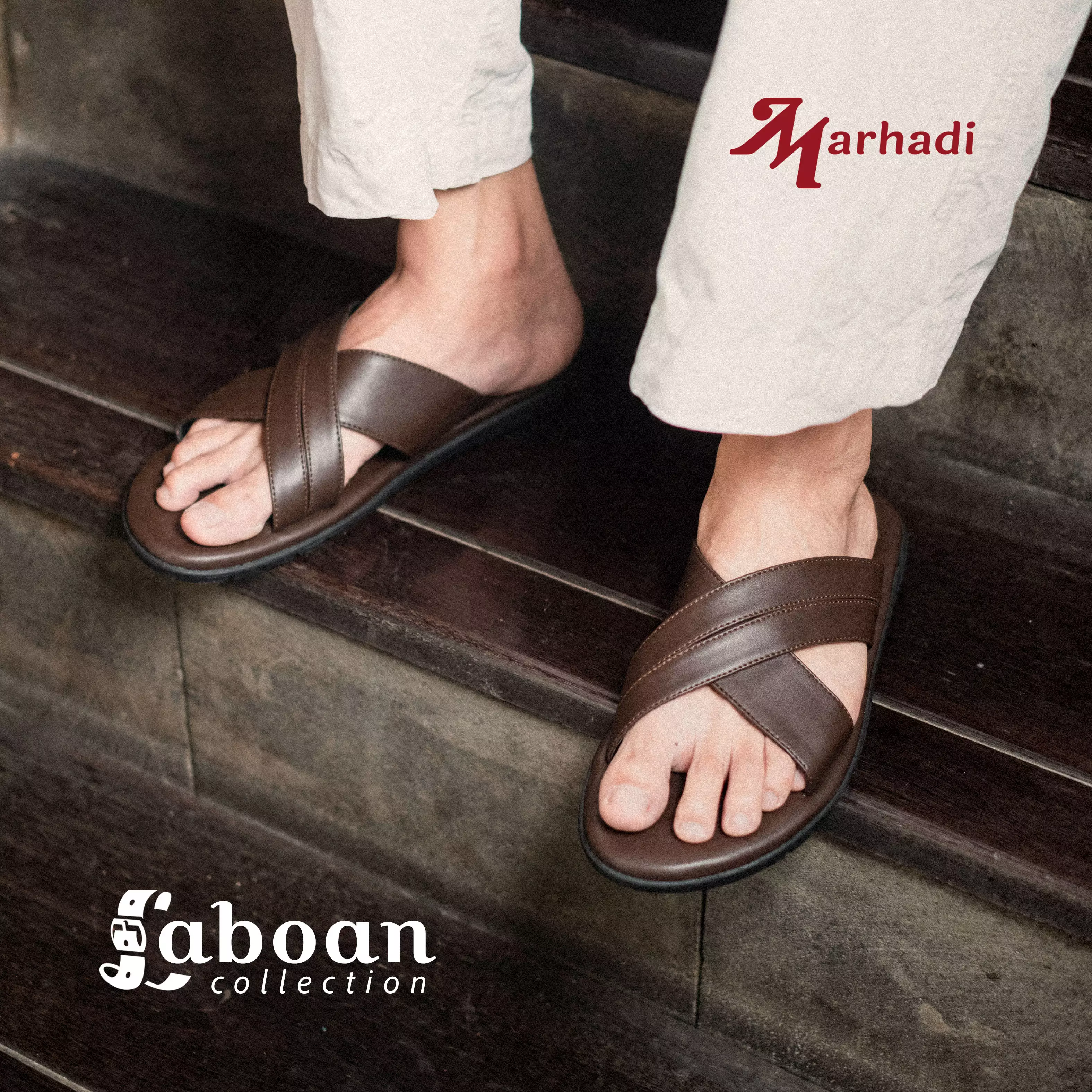 Marhadi Sandal Kulit Pria Sendal Cowok - Laboan Cross