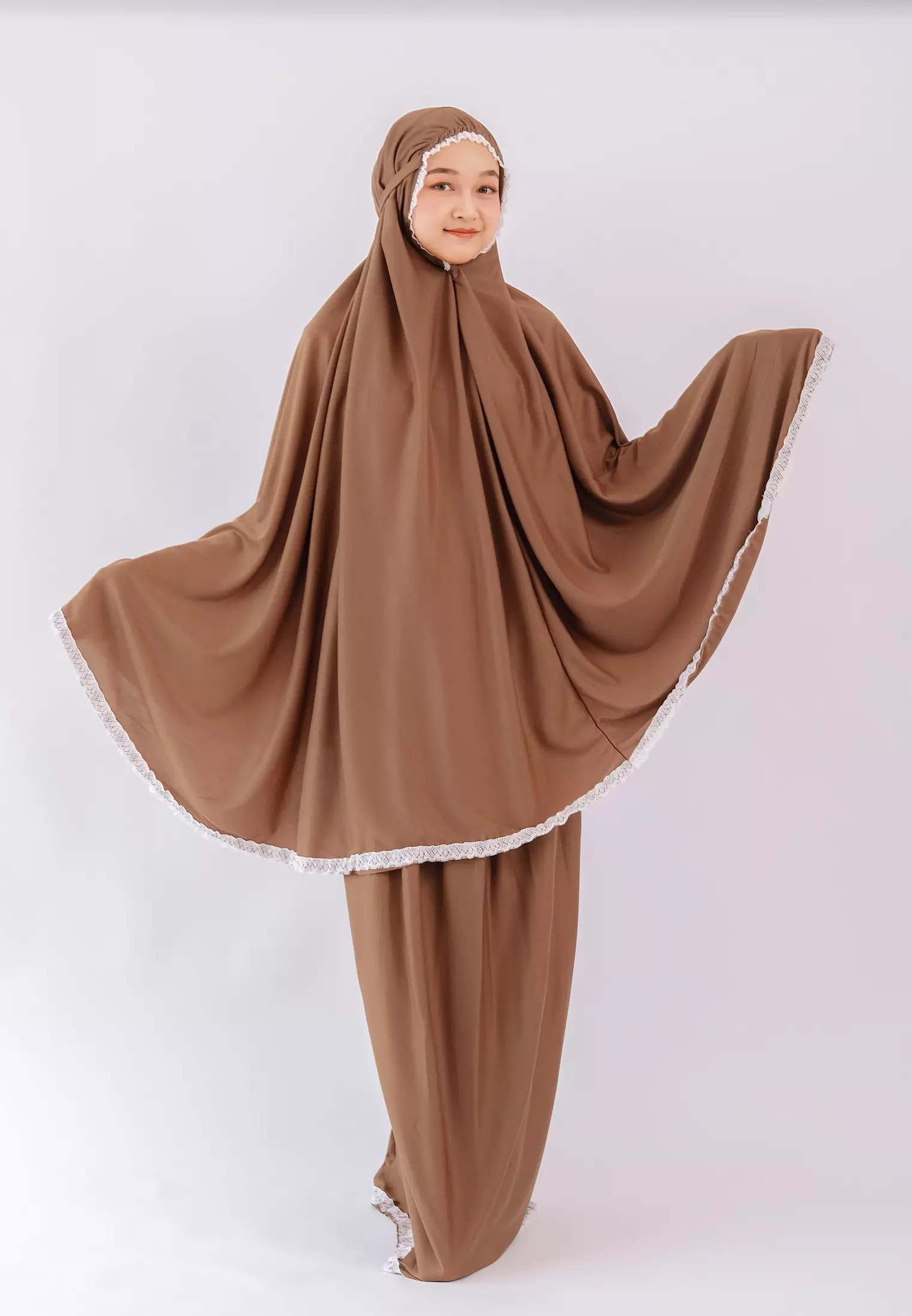 Cotton Bee - Mukena Dewasa List Renda - Ice Chocolate