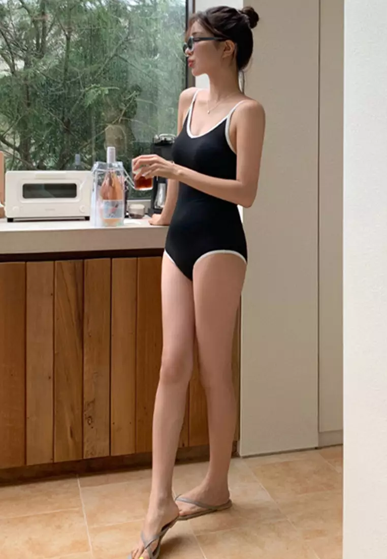 Korean version of suspender one-piece swimsuit CA24032105BK