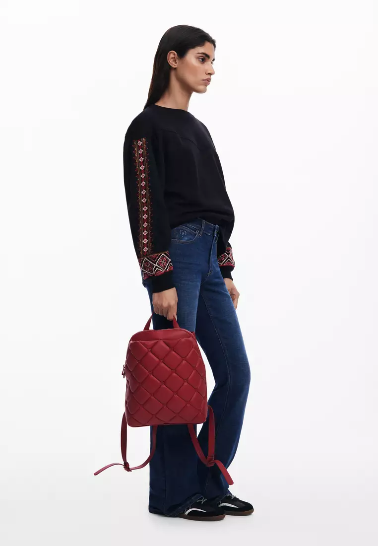 Quilted faux leather backpack S