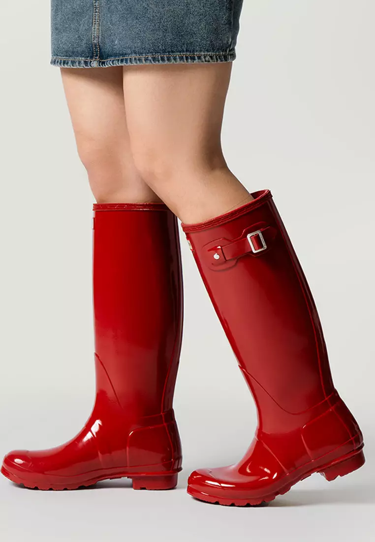 Hunter Original Tall Gloss Rain Shiny Red Hunter Boots Hunter