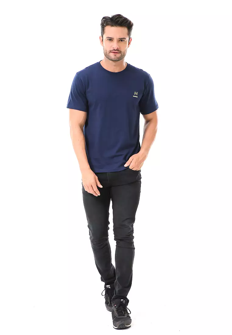 Aisley Atasan Pria Kaos Polos Lengan Pendek Casual T-Shirt Desain Simple Material Cotton ORIGINAL - Navy