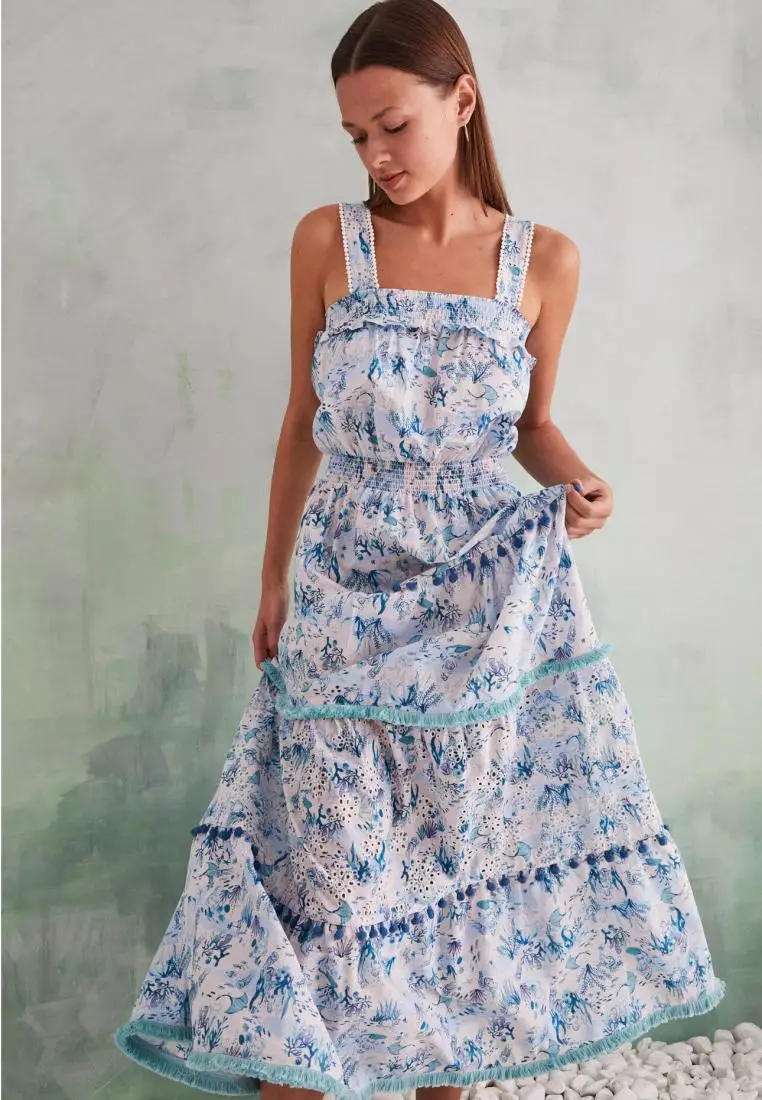 Coach rose hotsell print tiered dress