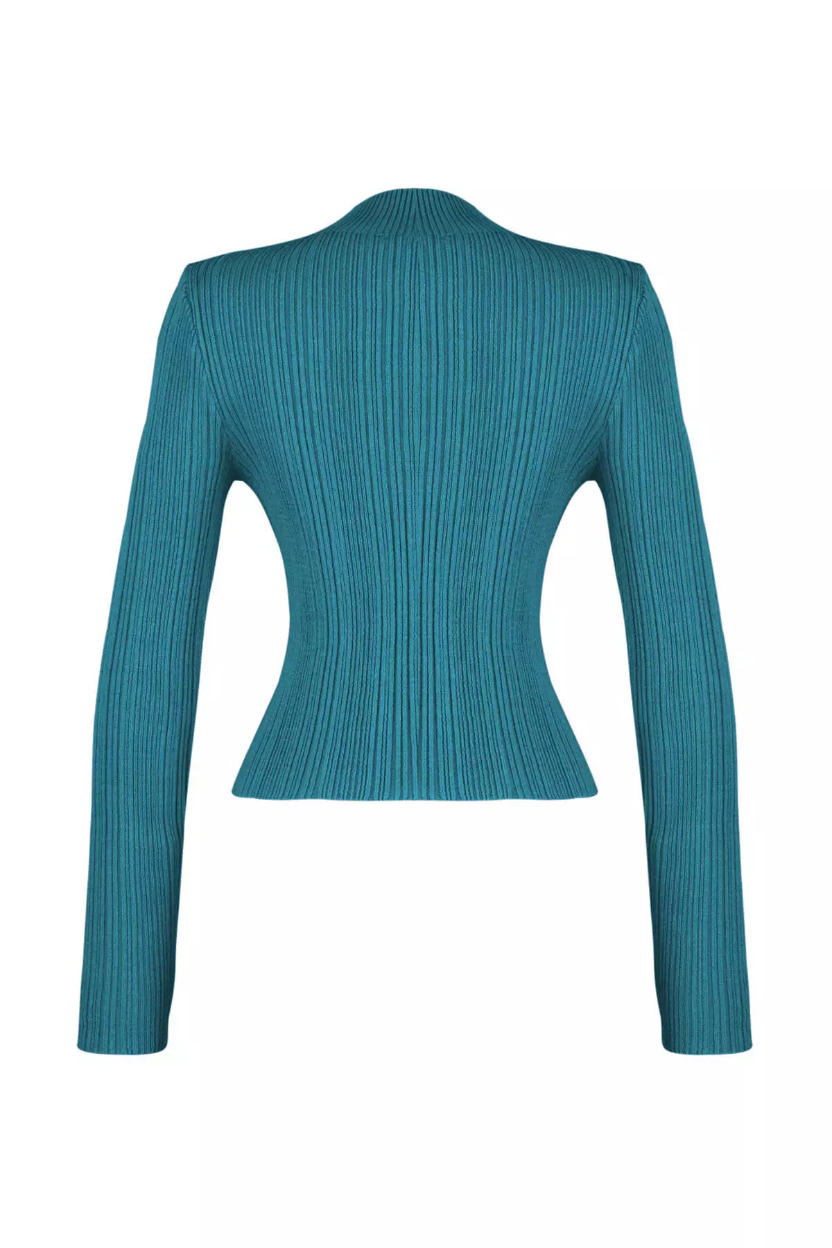 Indigo Stand Collar Knitwear Sweater