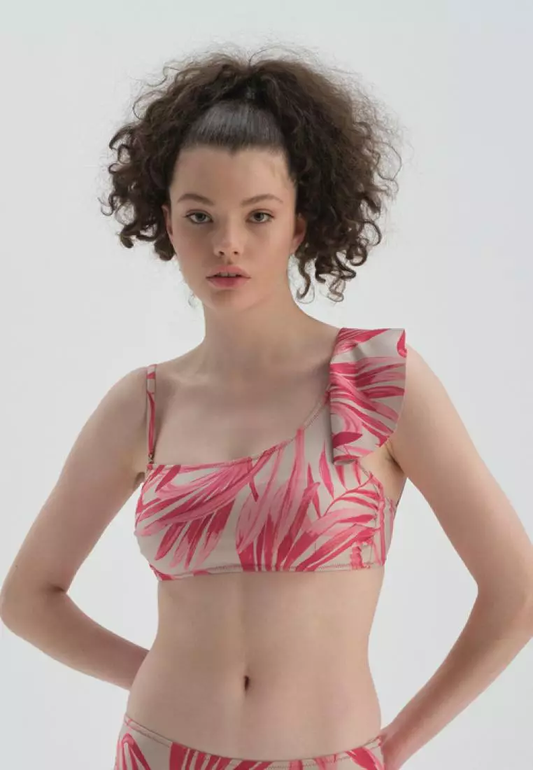 Buy DAGİ Fuchsia Grey Triangle Top Bikini Top, Palm Tree Printed, NonPadded, Swimwear for