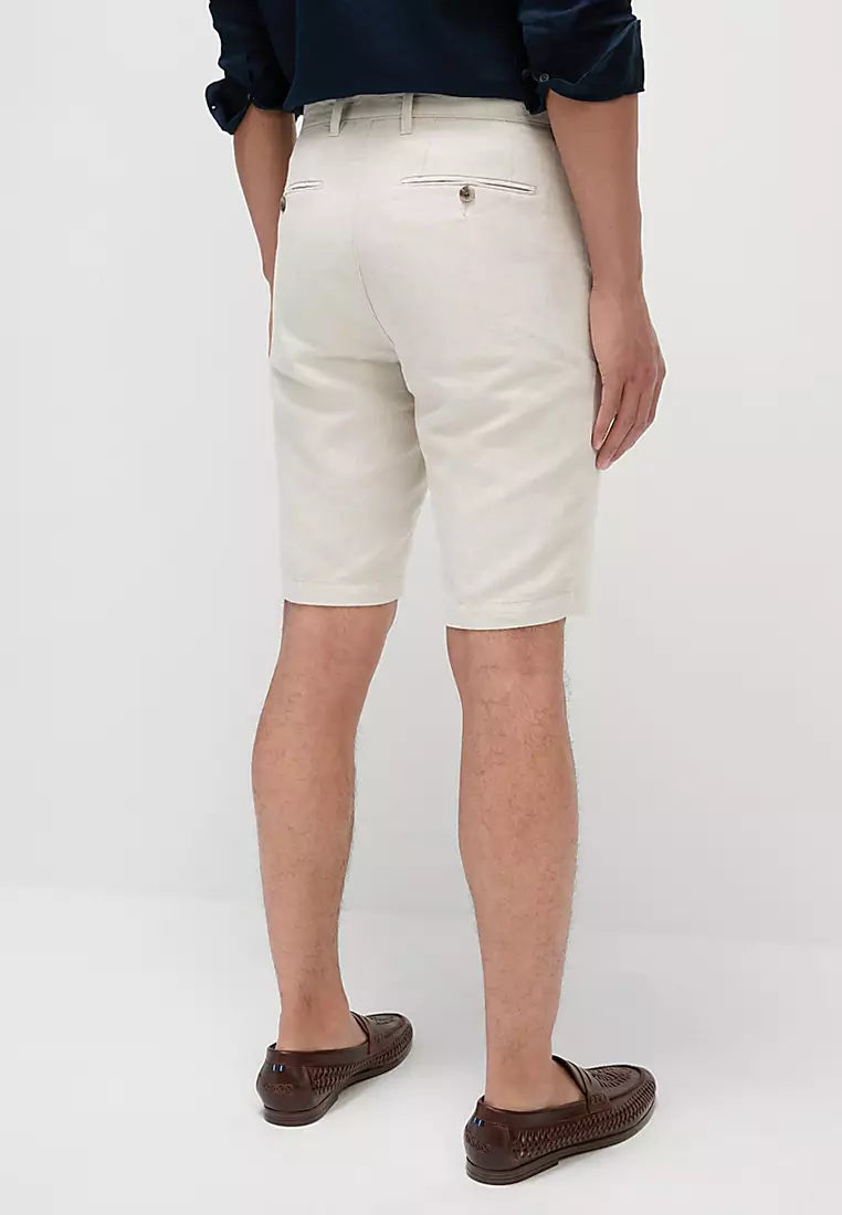 Regular Fit Cotton Linen Blend Chino Shorts