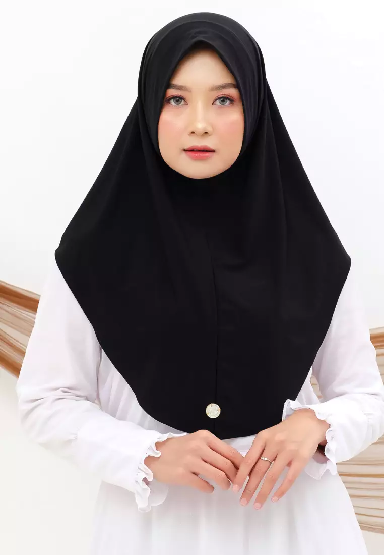 Hijab Jilbab Instan Bergo Super Jersey Cool Tech Wanita Black
