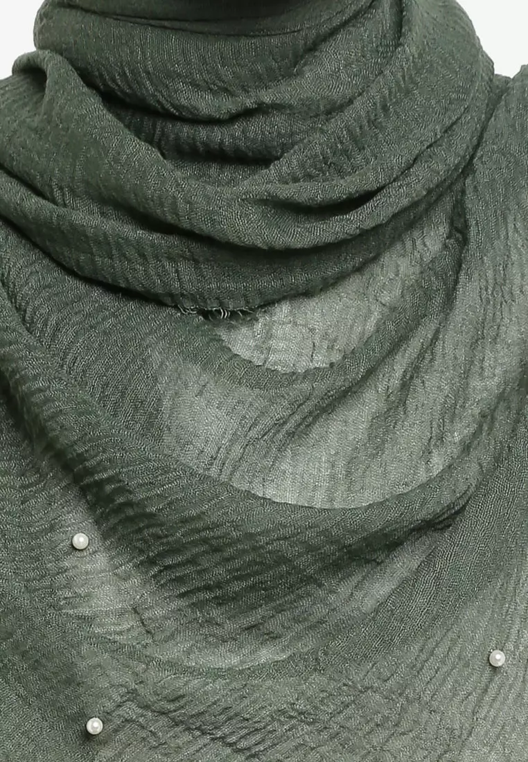 AFIA PEARL PASHMINA IN OLIVE