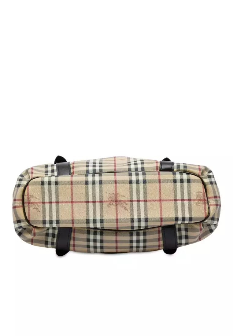 Pre-Loved Burberry Large Haymarket Check Coated Canvas Northfield Satchel