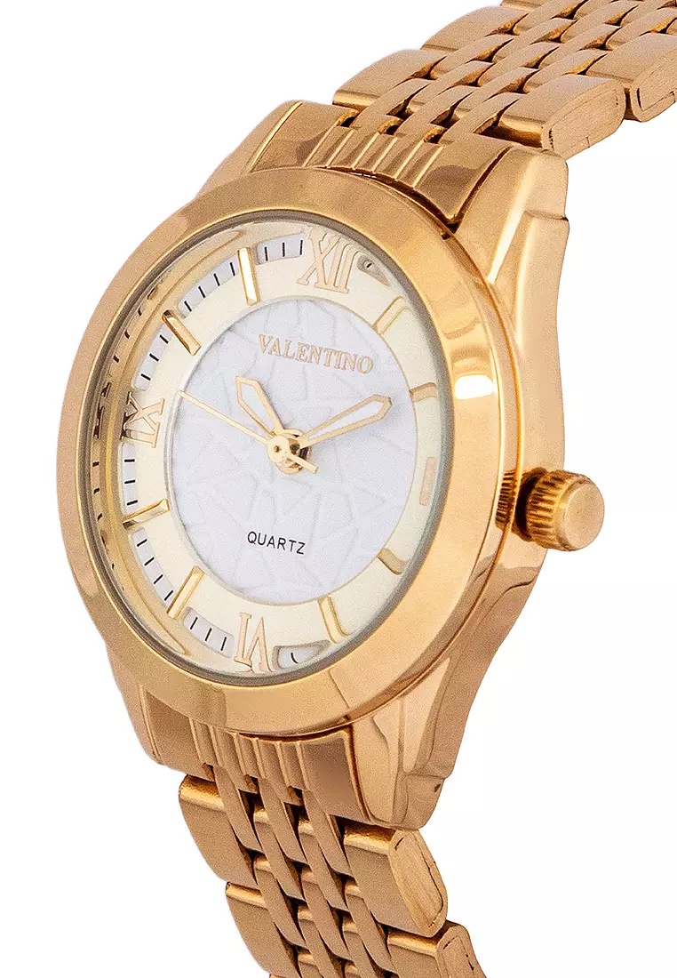 Analog Watch 20122320-Gold Wht Dial