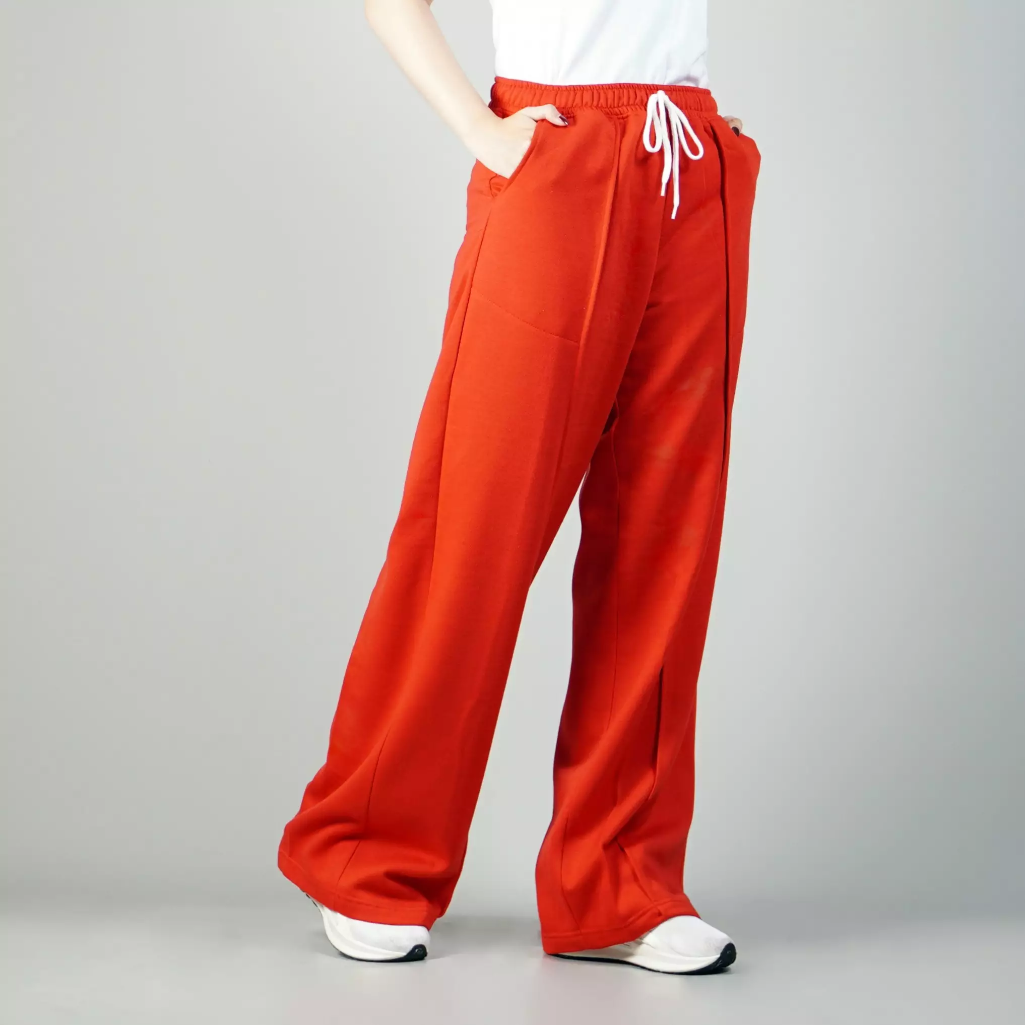 JENNIE Baggy Pants Celana Baggy Loose Pants Wanita - MERAH