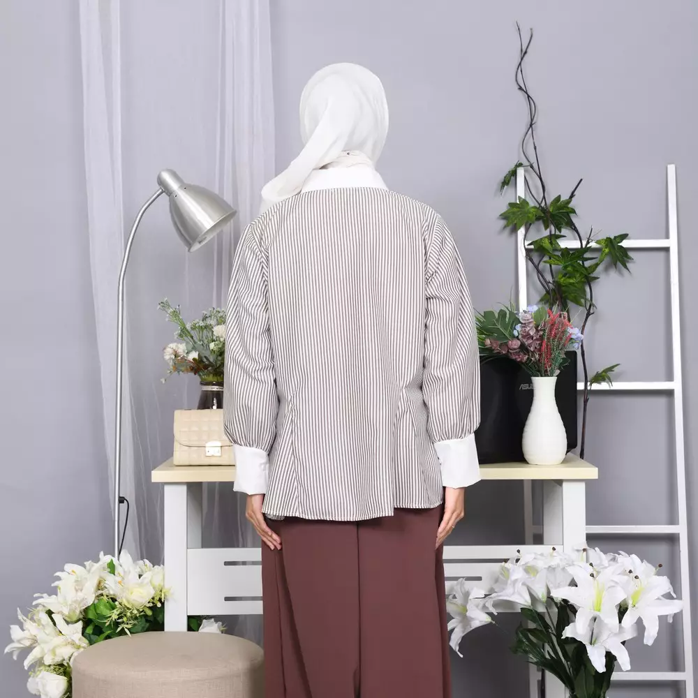 Katya Kemeja Peplum Zigzag - Coffee M19998 R44S2