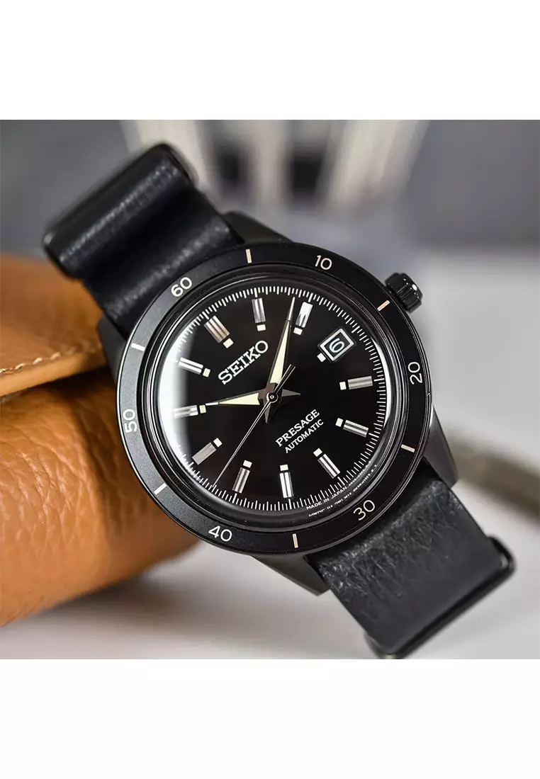 Seiko SRPH95J1 - Jam Tangan Automatic Pria - Black - Leather Strap