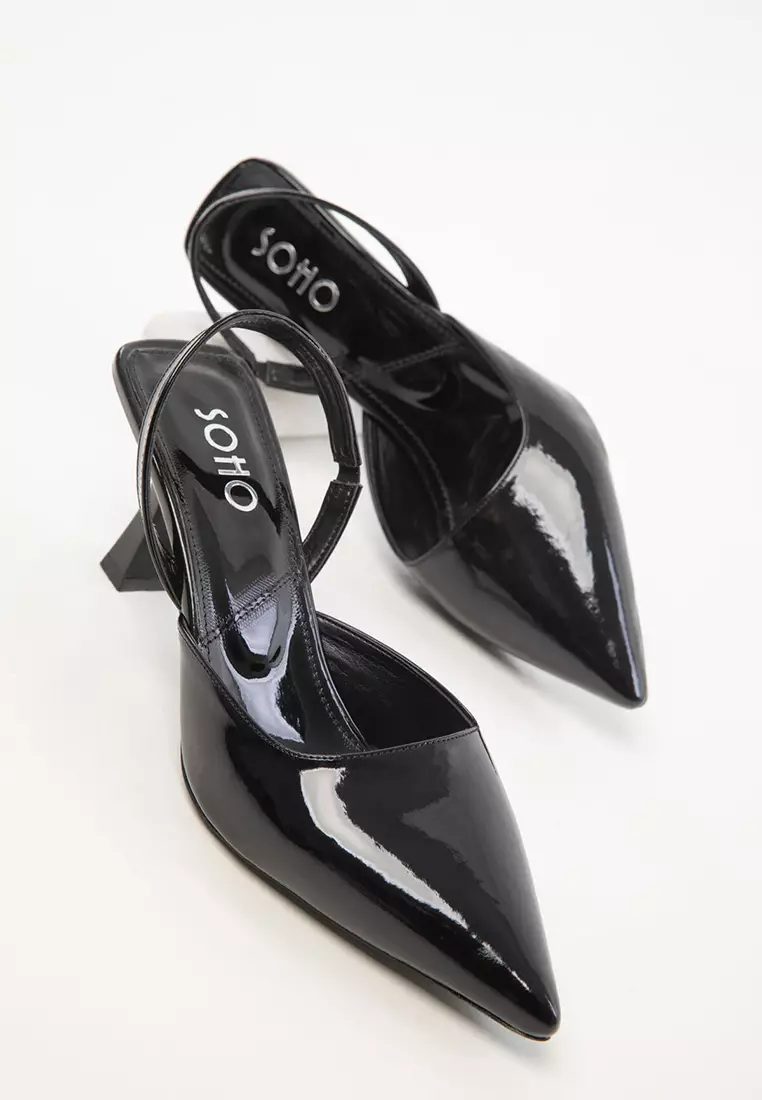 Black Patent Leather Women's Classic Heeled Shoes 20430