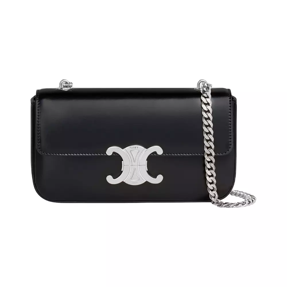 CELINE Medium Triomphe Bag With Chain in Calfskin