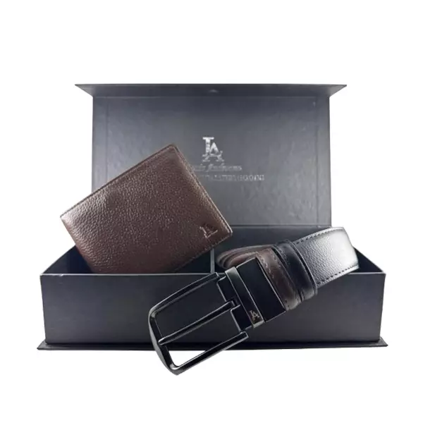 Men Gift Set Belt and Wallet 159i545 Brown