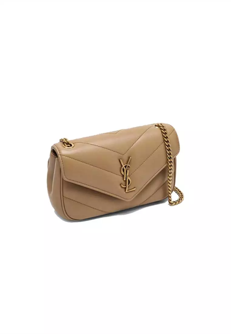YSL Loulou Mini Chain Bag In Quilted Lambskin Beige 821749AAEAX