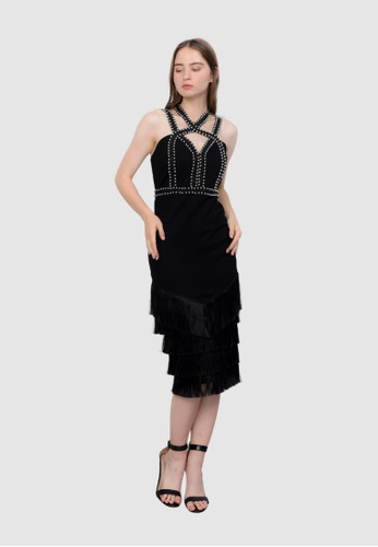 BEYONCE BLACK BANDAGE DRESS