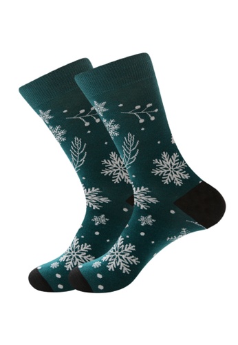 Kings Collection green Snowflake Pattern Cozy Socks (EU38-EU45) HS202405 E4EA8AAFB2E713GS_1