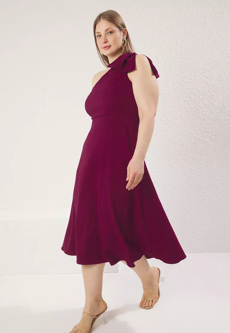 strapless open back dress Paloma One Shoulder Knit Maxi Dress with Flowers main image 1