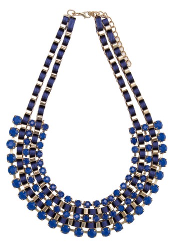 Acrylic Gem esprit台灣網頁W Gold & Ribbon Bib Necklace, 飾品配件, 項鍊