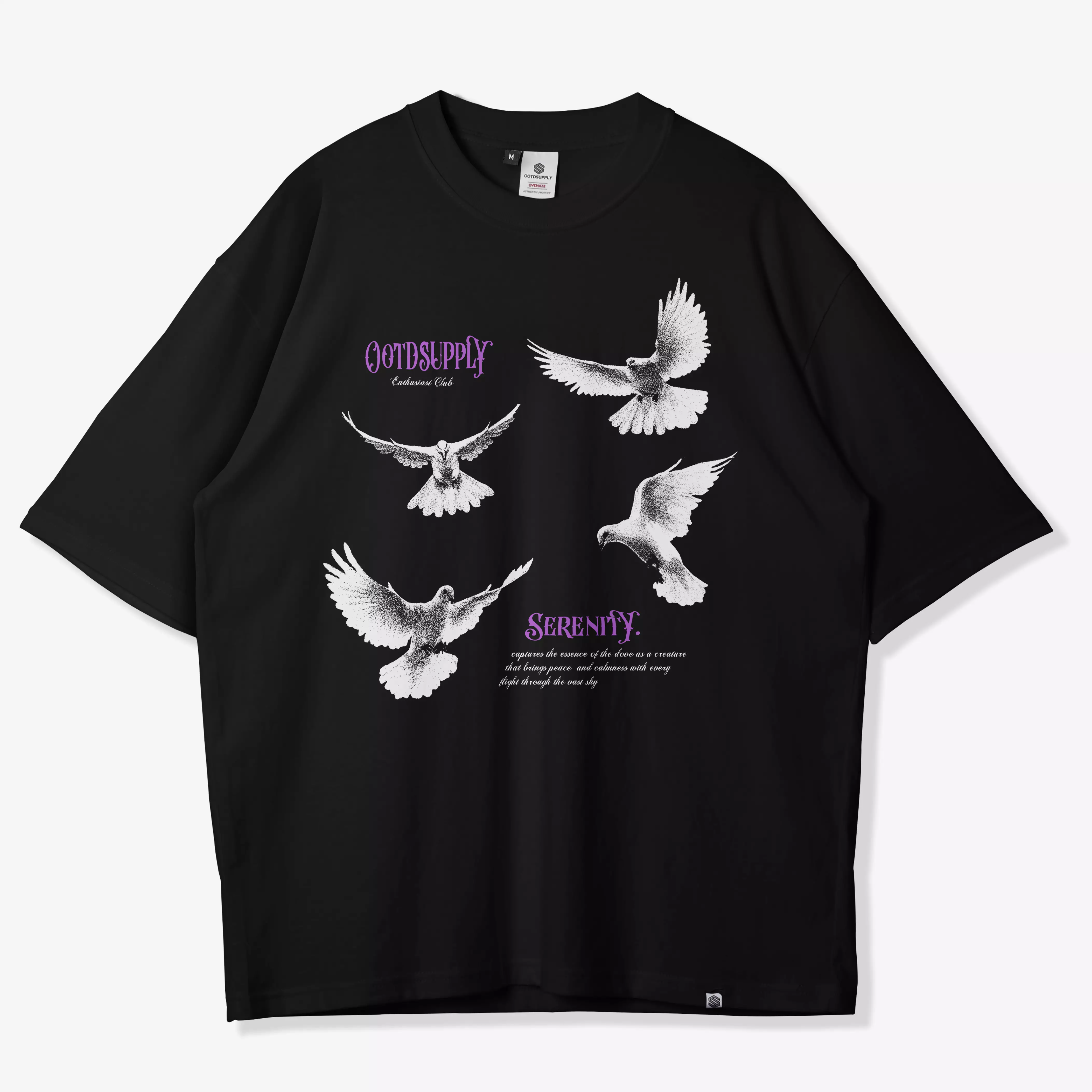 OOTDSUPPLY Oversized Tshirt Serenity Black & White l Kaos Oversize Pria dan Wanita OVZ209