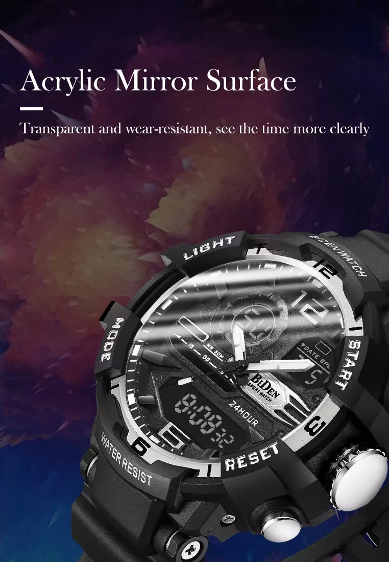 Jam Tangan Pria Digital&Analog Olahraga Pria Tahan Air Luminous Jam Tali Silikon