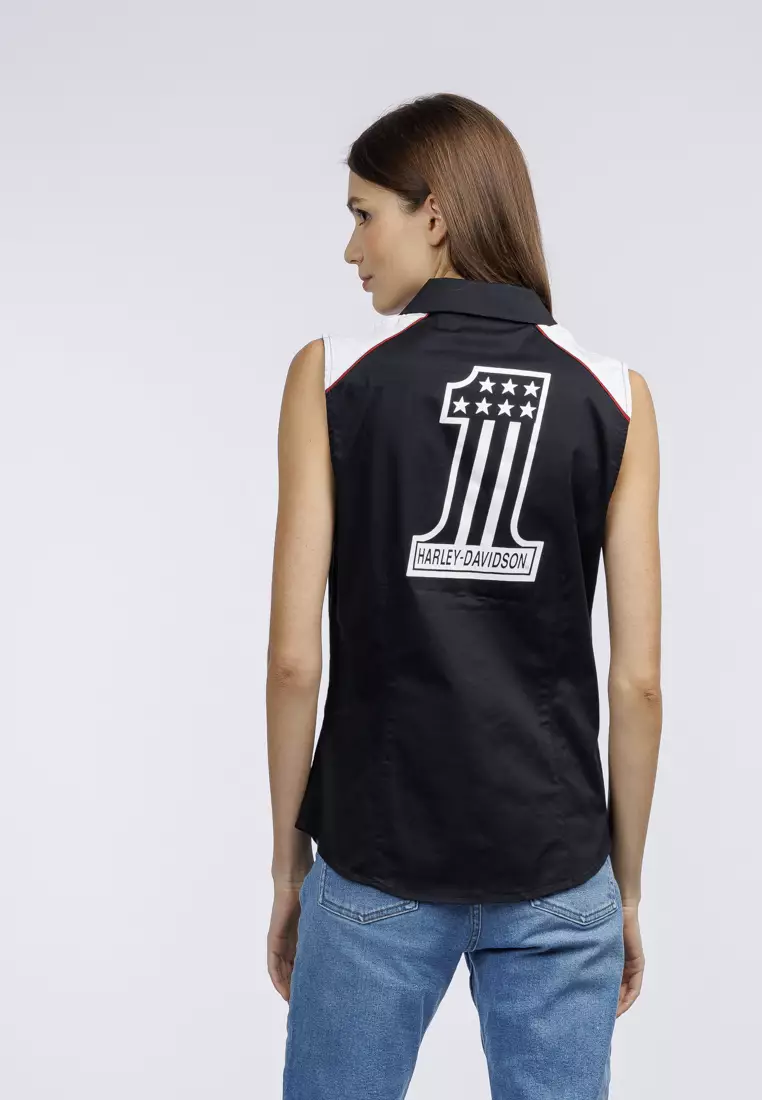トップス 00s Harley-Davidson sleeveless Harley Davidson Womens Sleeveless Tank Top Faded Black Size