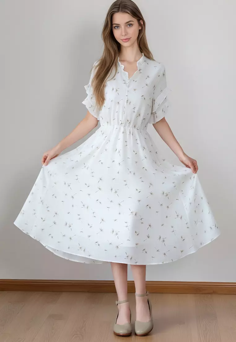 印花雪紡連身裙