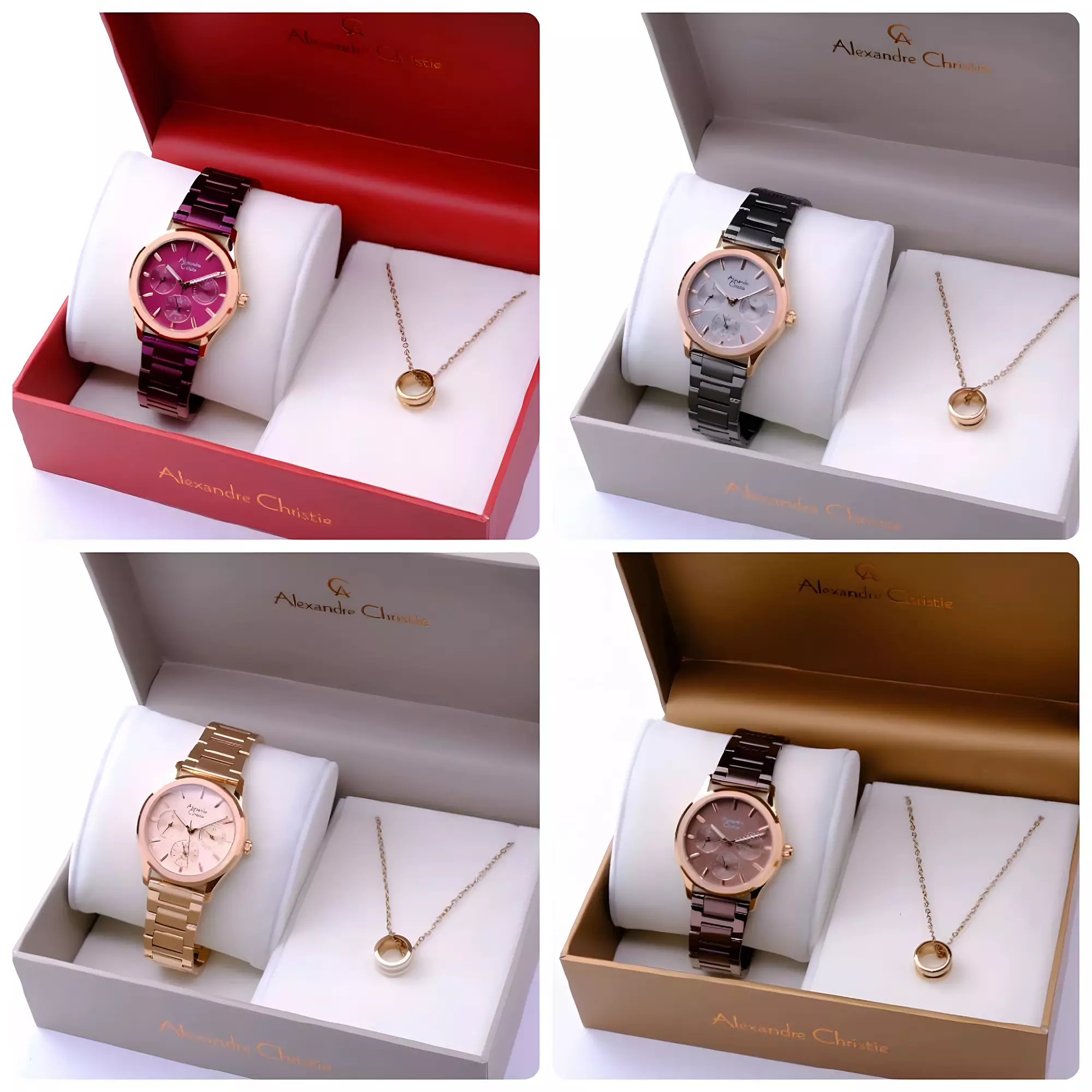 Alexandre Christie - Jam Tangan Analog Wanita - Rose Gold Red - All Stainless Steel - 2C01 BFBRDPE