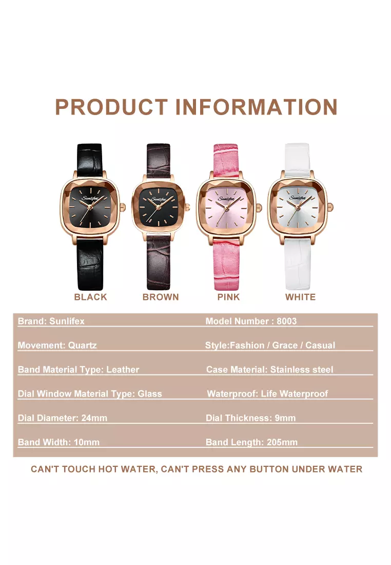 Jam Tangan Wanita 8003 Kuarsa Santai Anggun Jam Wanita Kecil Tali Kulit Jam Tangan Cewek brown