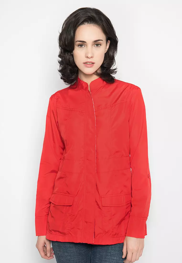 LGS - Jaket Wanita Double Pocket Merah Slim Fit LJK.361.571.A007.C