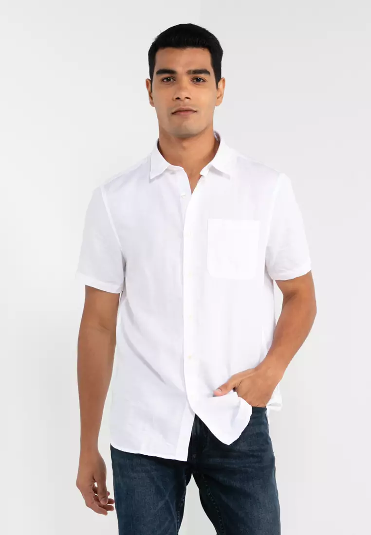 White denim short sleeve new arrivals shirt