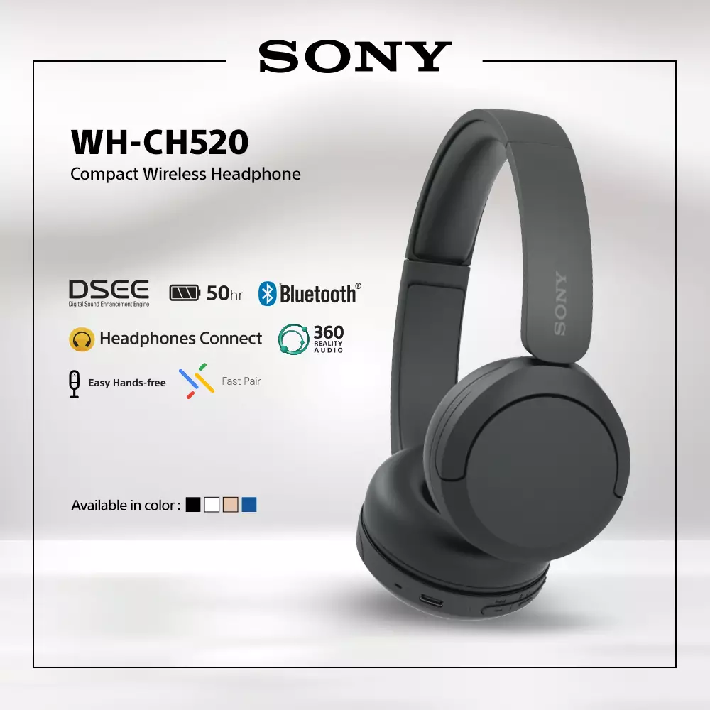 Promo Sony WH-CH520 Wireless Headphone Sony WHCH520 CH 520 Headphones -  Black Cicil 0% 3x - Kota Denpasar - Doss Bali