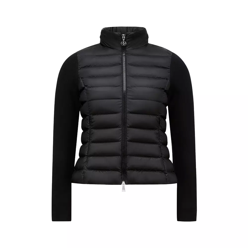 Jual Moncler Merino Padded Wool Zip Up Cardigan Black Original - Main Image
