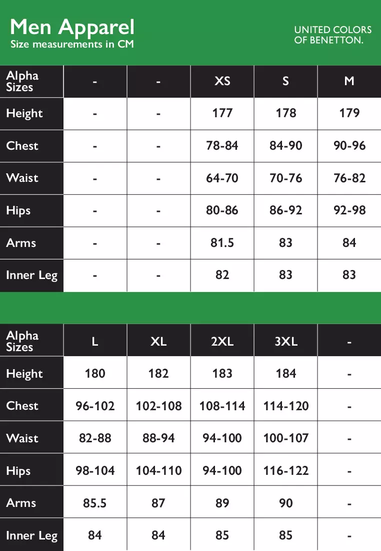 United colors of benetton jeans best sale size chart
