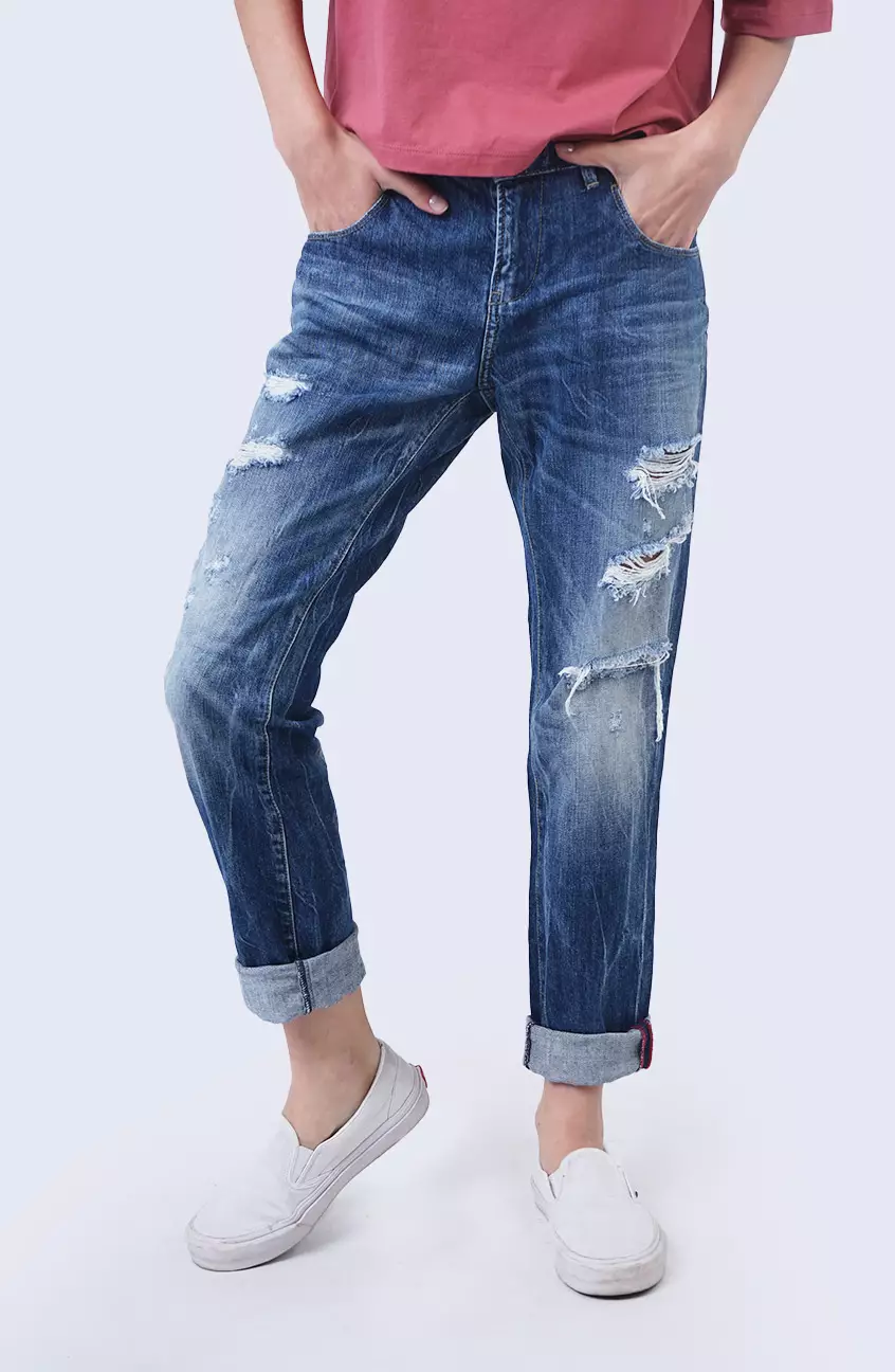 Celana Jeans Wanita Boyfriend 75 Series Light Blue