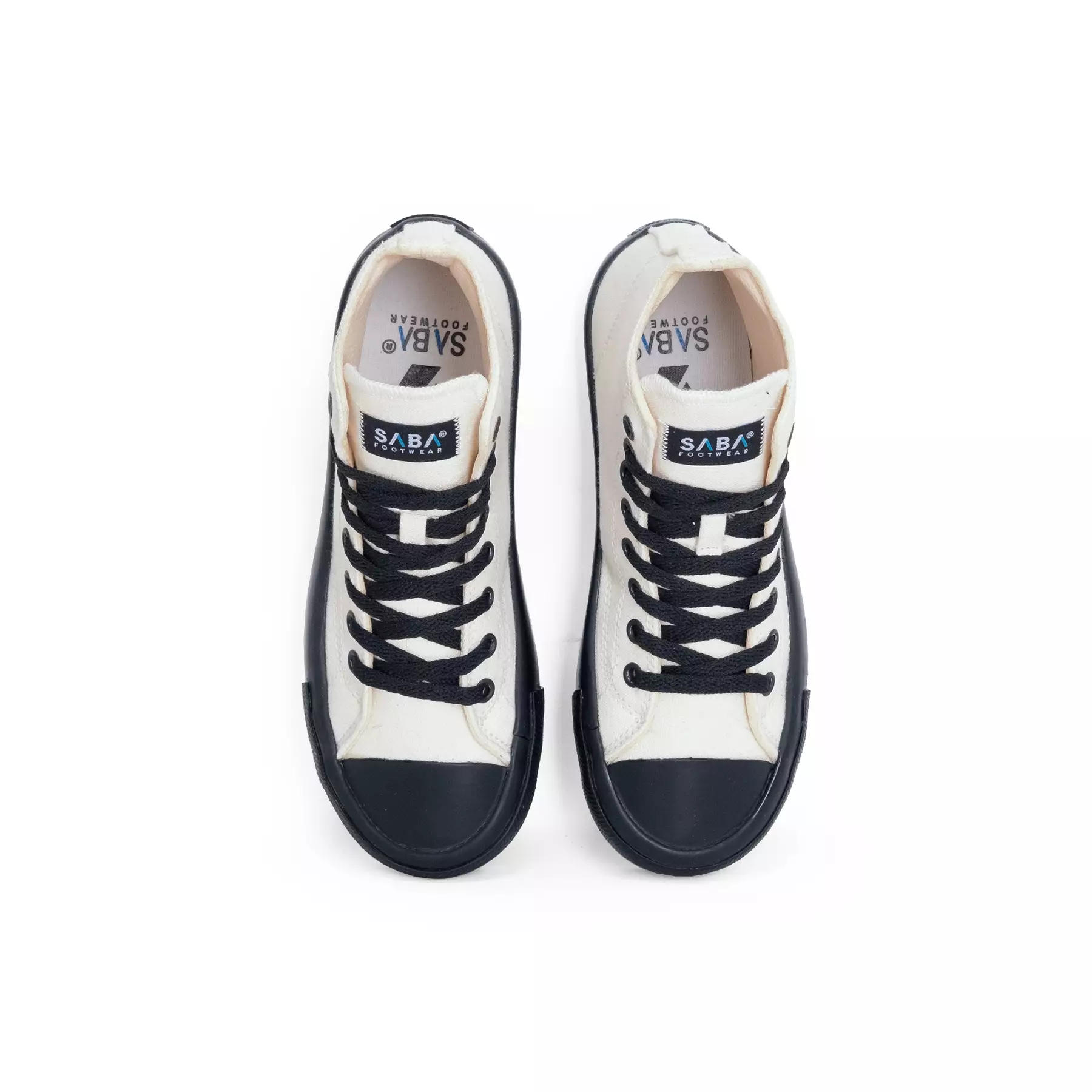 SABA Vintage High Off White Black - Sepatu Sneakers Casual Pria Wanita