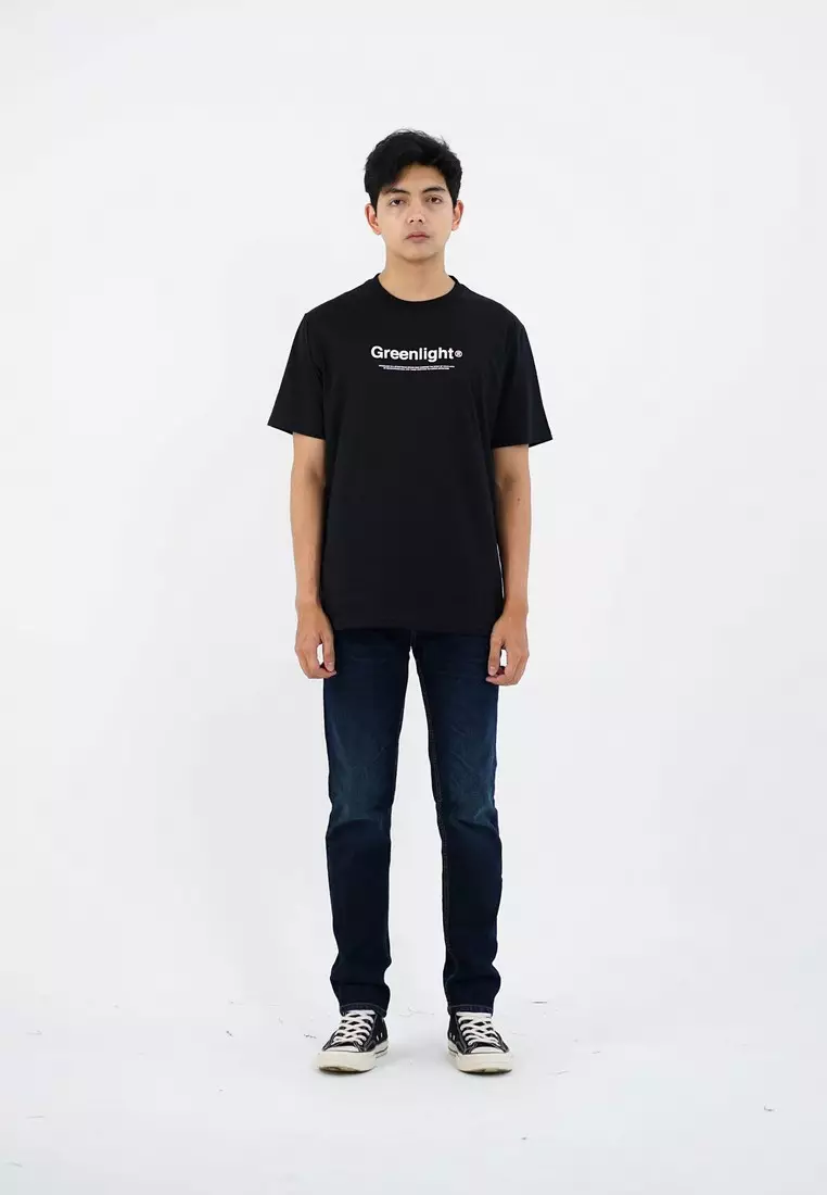 Greenlight Men's T-Shirt Short Sleeve Regular Fit Cotton Logo Script Alwaz C320125