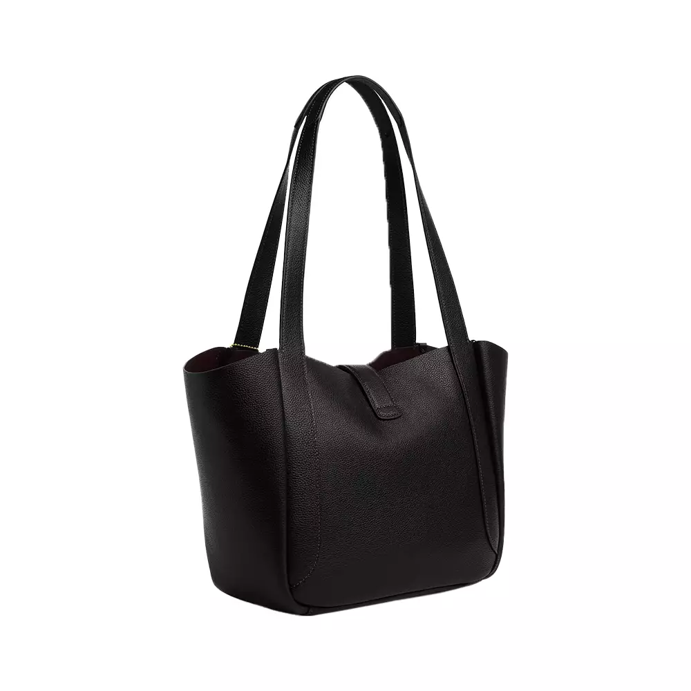 Hadley Turnlock Leather Tote Bag Black