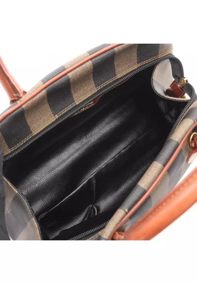 Pre-Loved Fendi Pecan Handbag PVC leather black Brown
