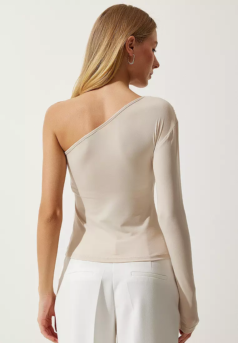 One Shoulder Ruched Blouse